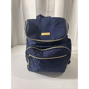 LITTLEโ ME Navy/Gold Tote Diaper Bag Backpack 6 Pocket